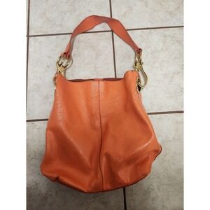 JPK Paris 75 Orange Patent‎ Leather Hobo Shoulder Bag Gold Hardware